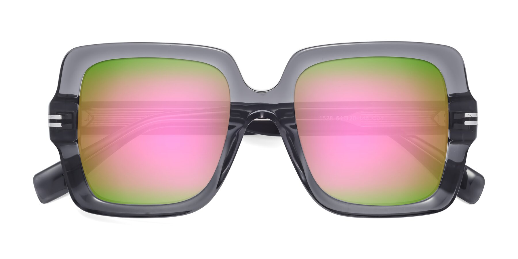 Folded Front of 1528 in Gray with Pink Mirrored Lenses