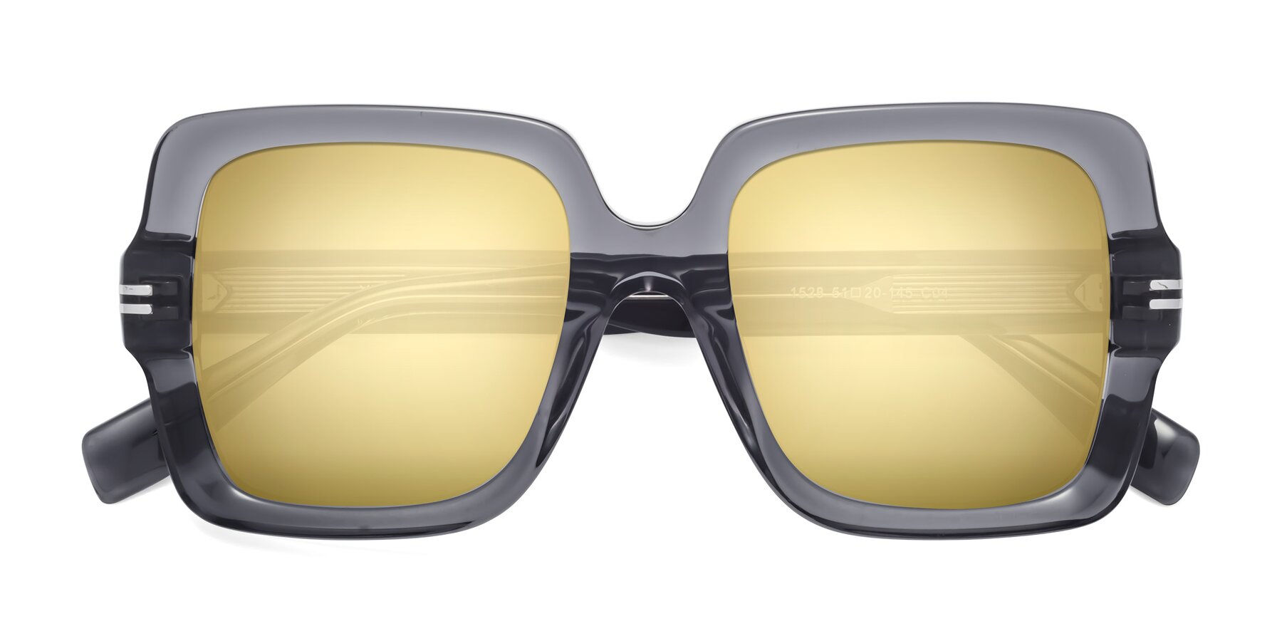 Folded Front of 1528 in Gray with Gold Mirrored Lenses