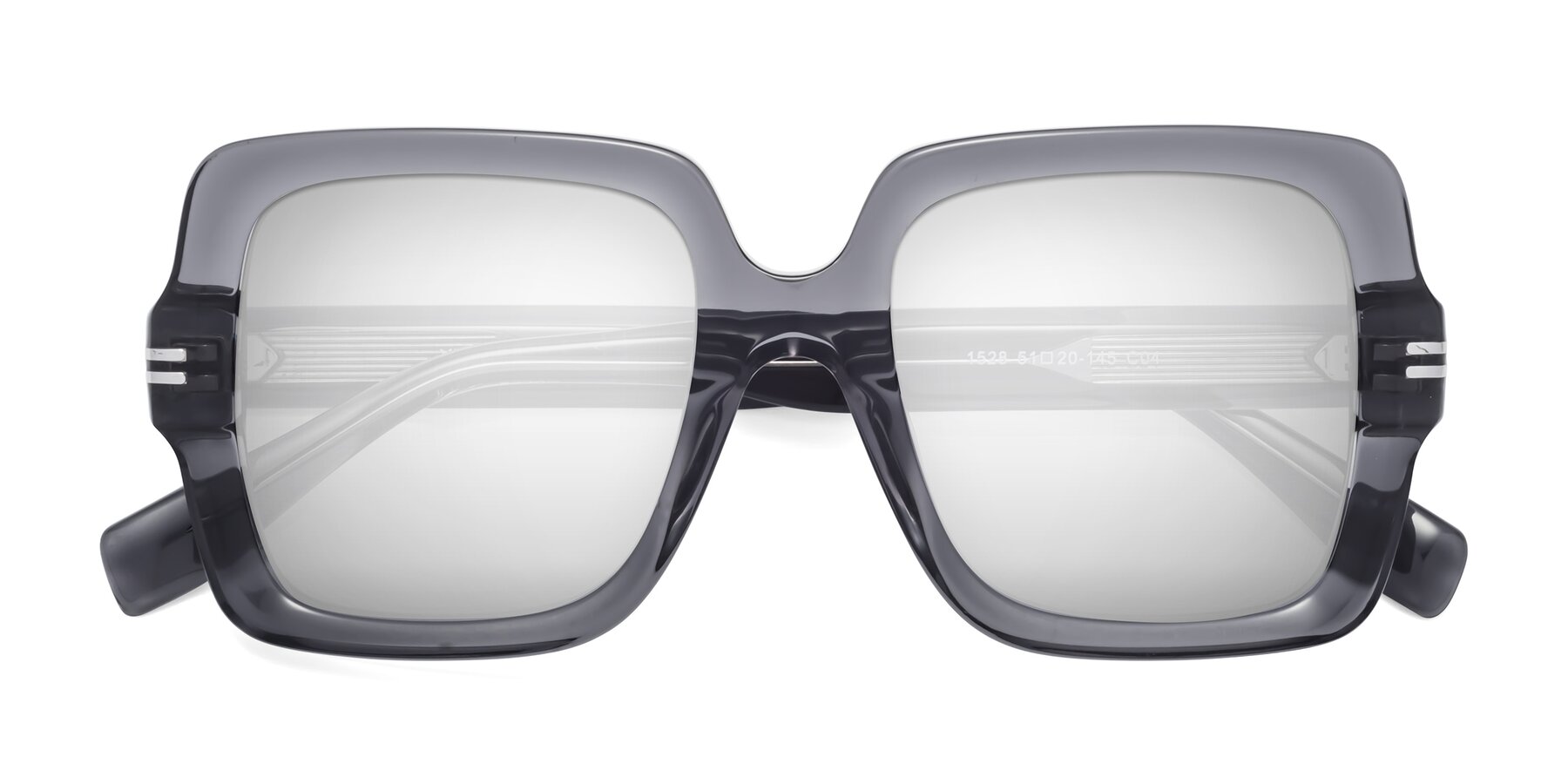 Folded Front of 1528 in Gray with Silver Mirrored Lenses