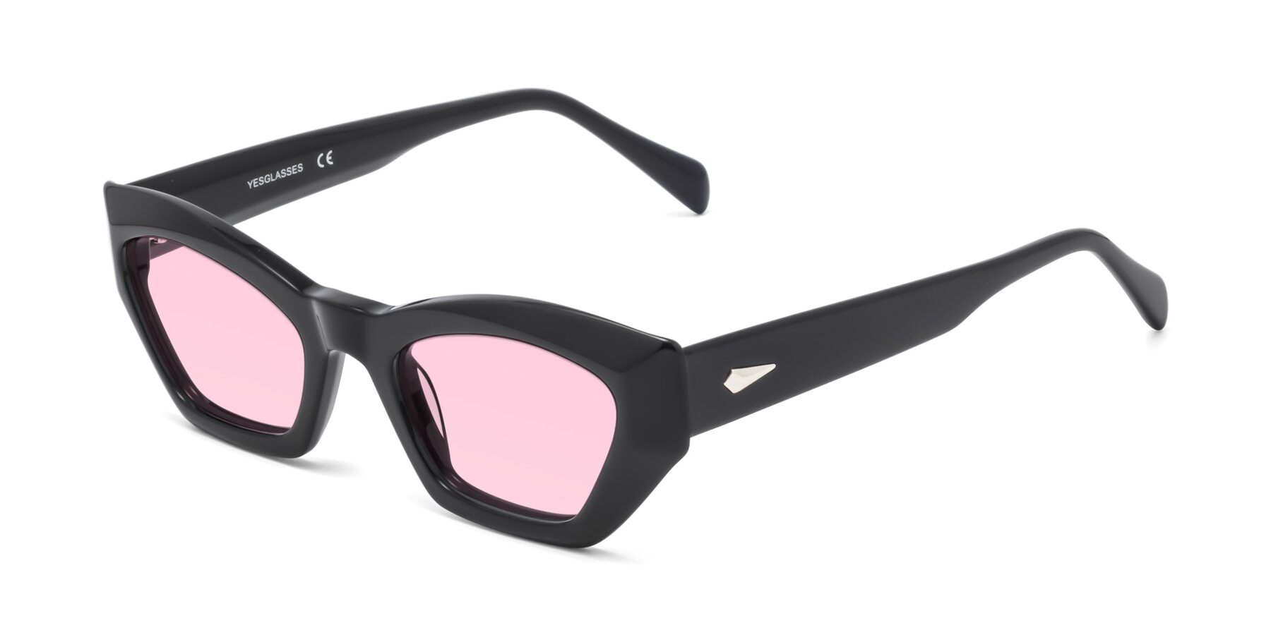 Angle of 1549 in Black with Light Pink Tinted Lenses