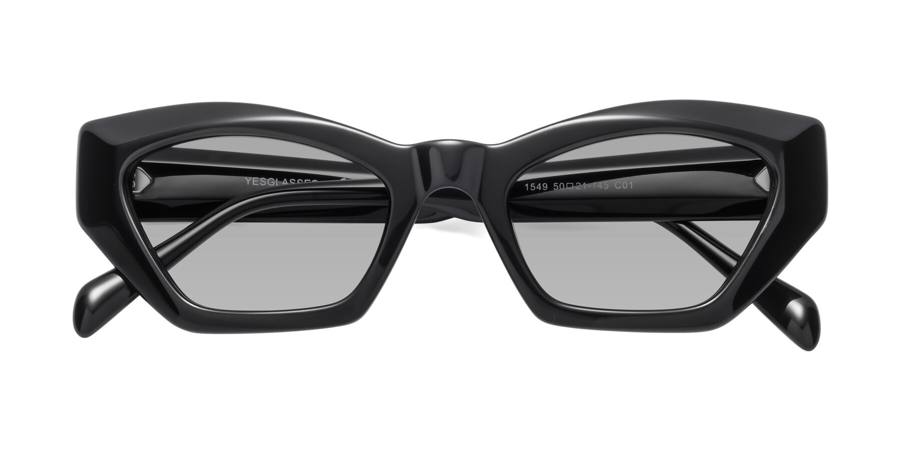 Folded Front of 1549 in Black with Light Gray Tinted Lenses
