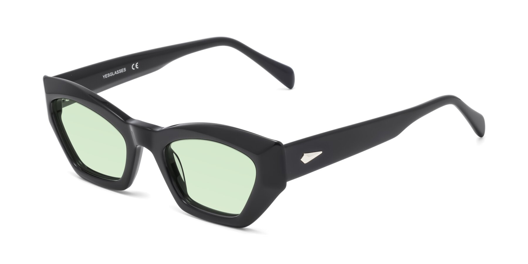 Angle of 1549 in Black with Light Green Tinted Lenses