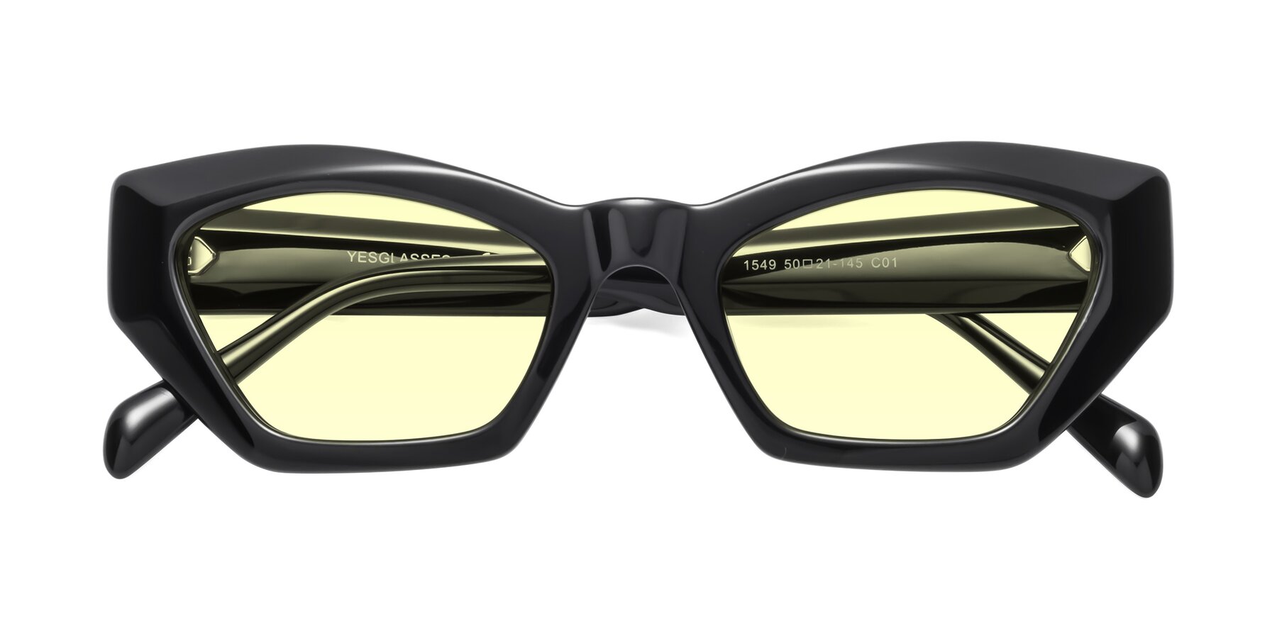 Folded Front of 1549 in Black with Light Yellow Tinted Lenses