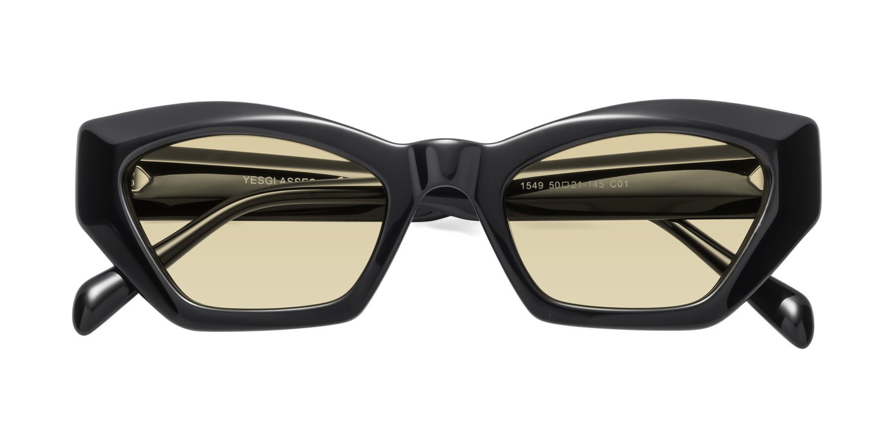 Folded Front of 1549 in Black with Light Champagne Tinted Lenses