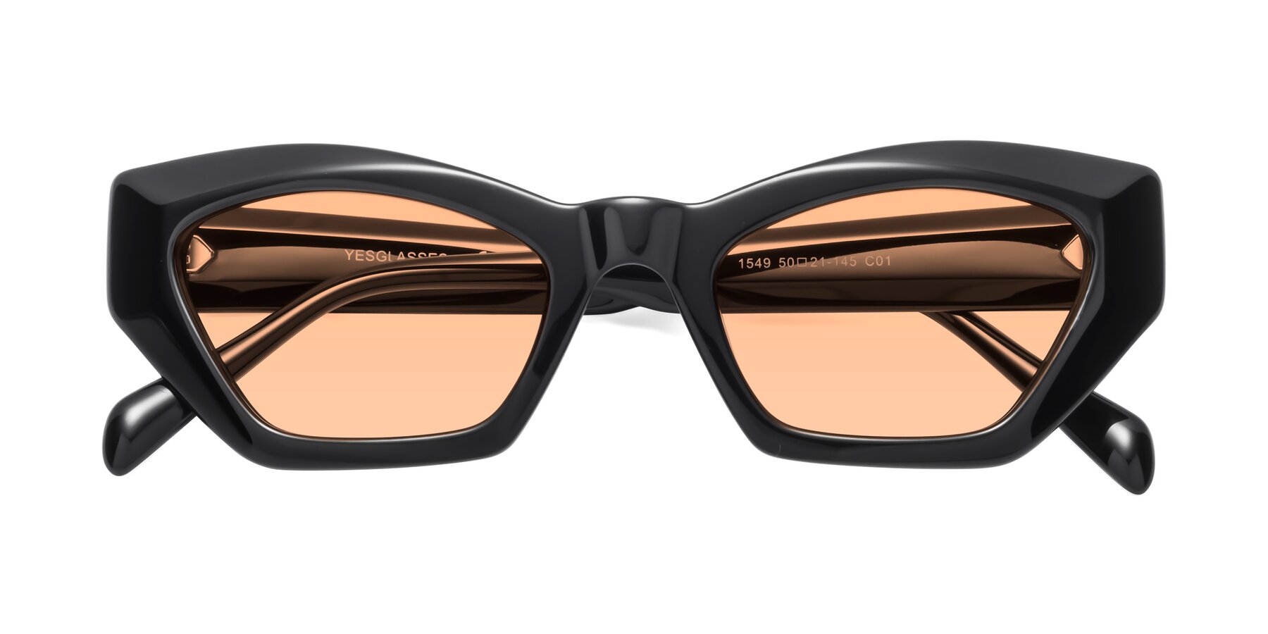 Folded Front of 1549 in Black with Light Orange Tinted Lenses