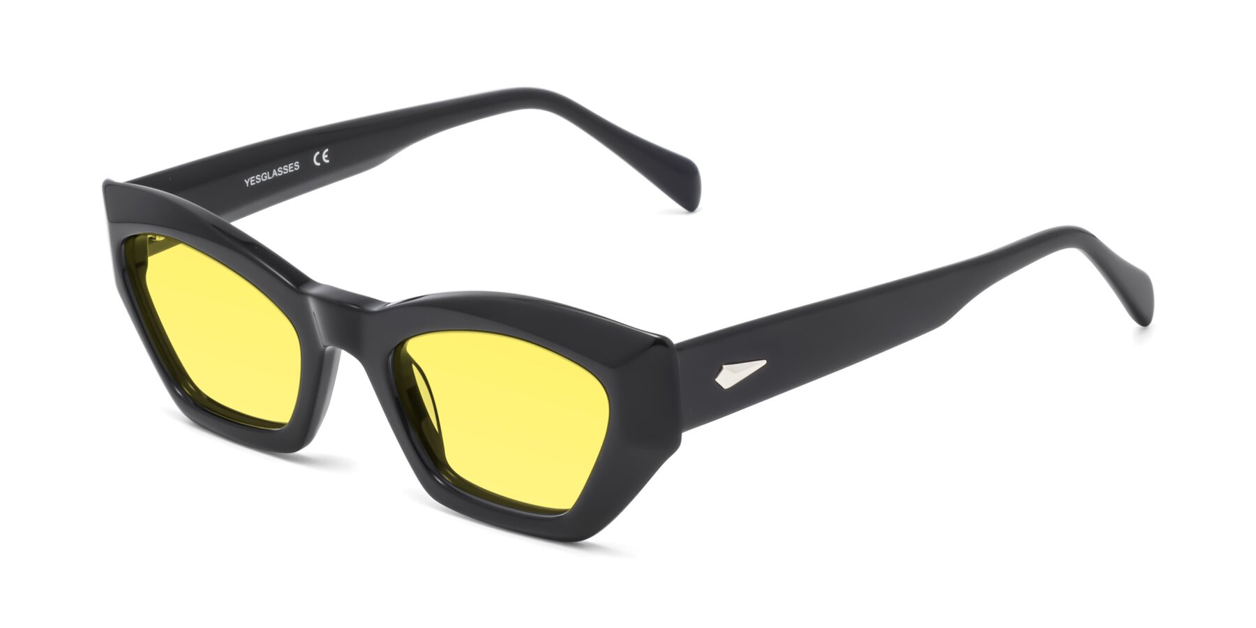 Angle of 1549 in Black with Medium Yellow Tinted Lenses