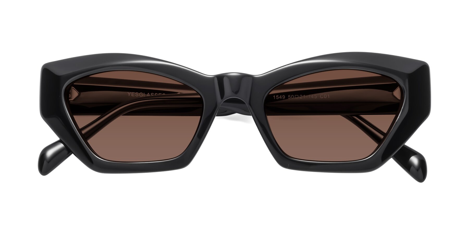 Folded Front of 1549 in Black with Brown Tinted Lenses