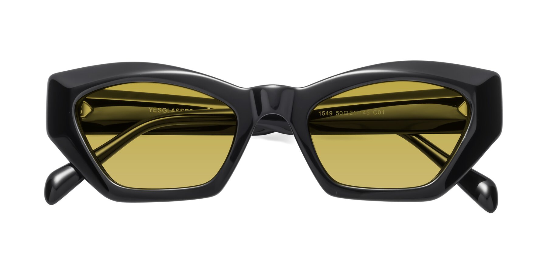 Folded Front of 1549 in Black with Champagne Tinted Lenses