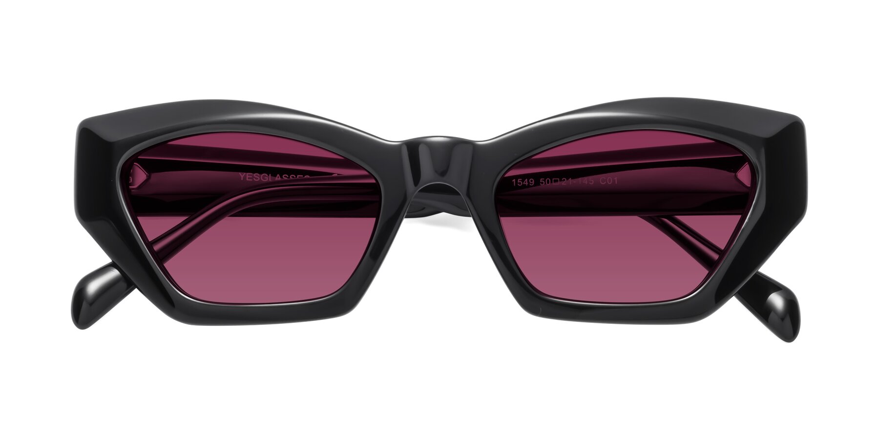 Folded Front of 1549 in Black with Wine Tinted Lenses