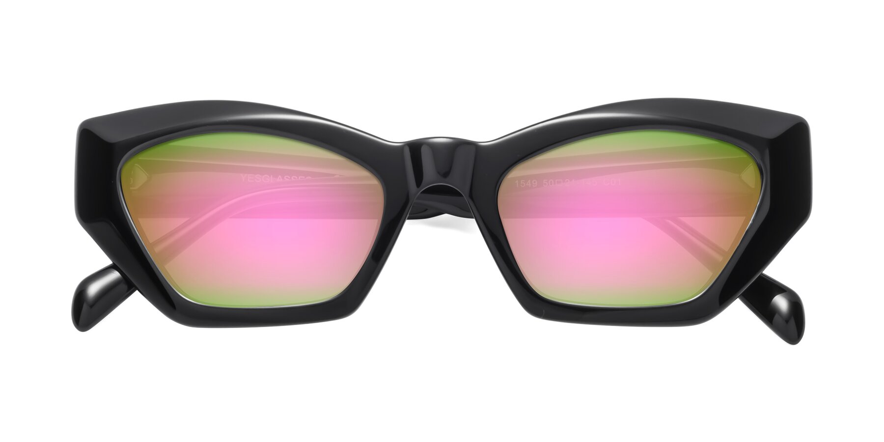 Folded Front of 1549 in Black with Pink Mirrored Lenses