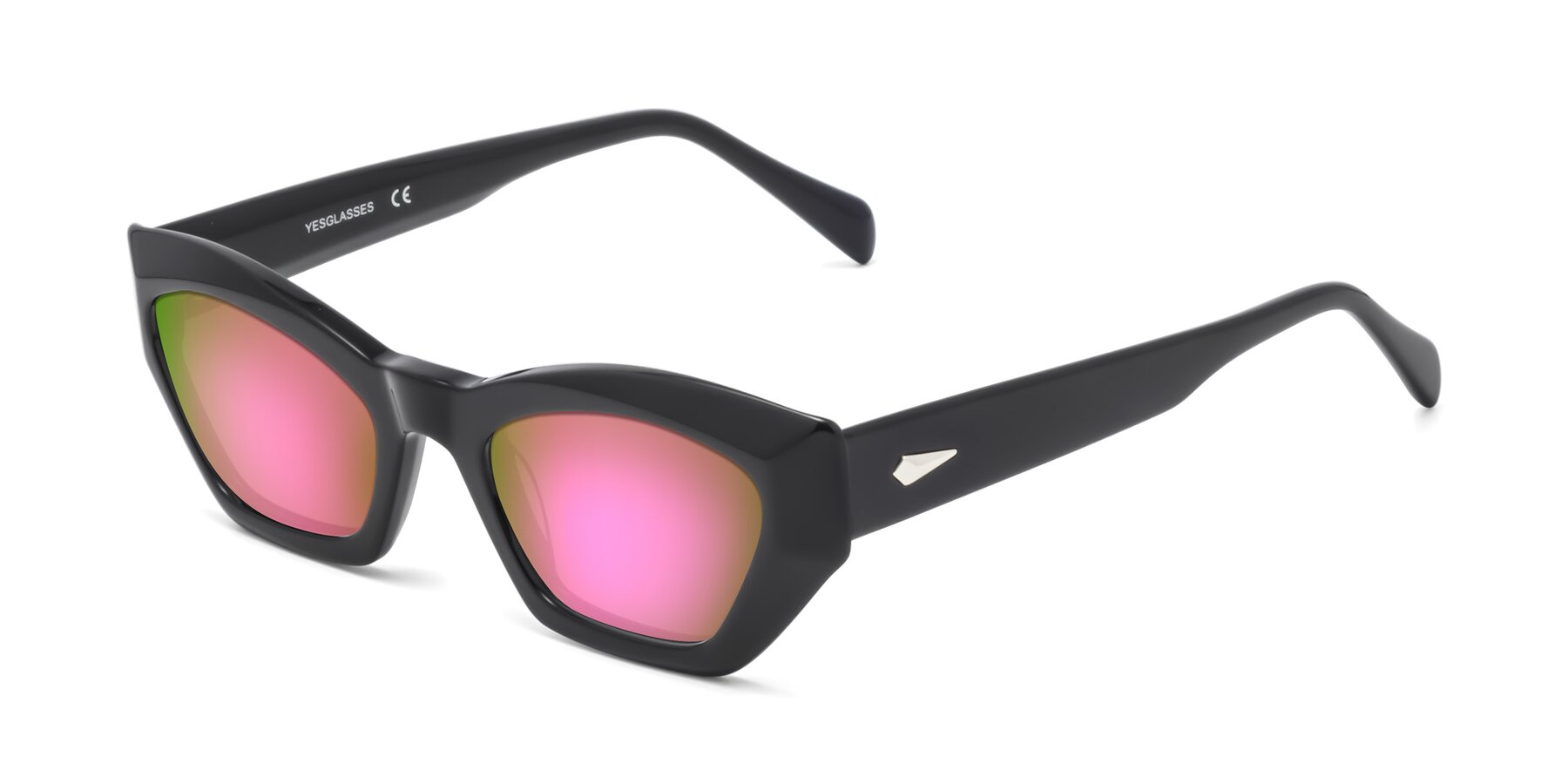 Angle of 1549 in Black with Pink Mirrored Lenses