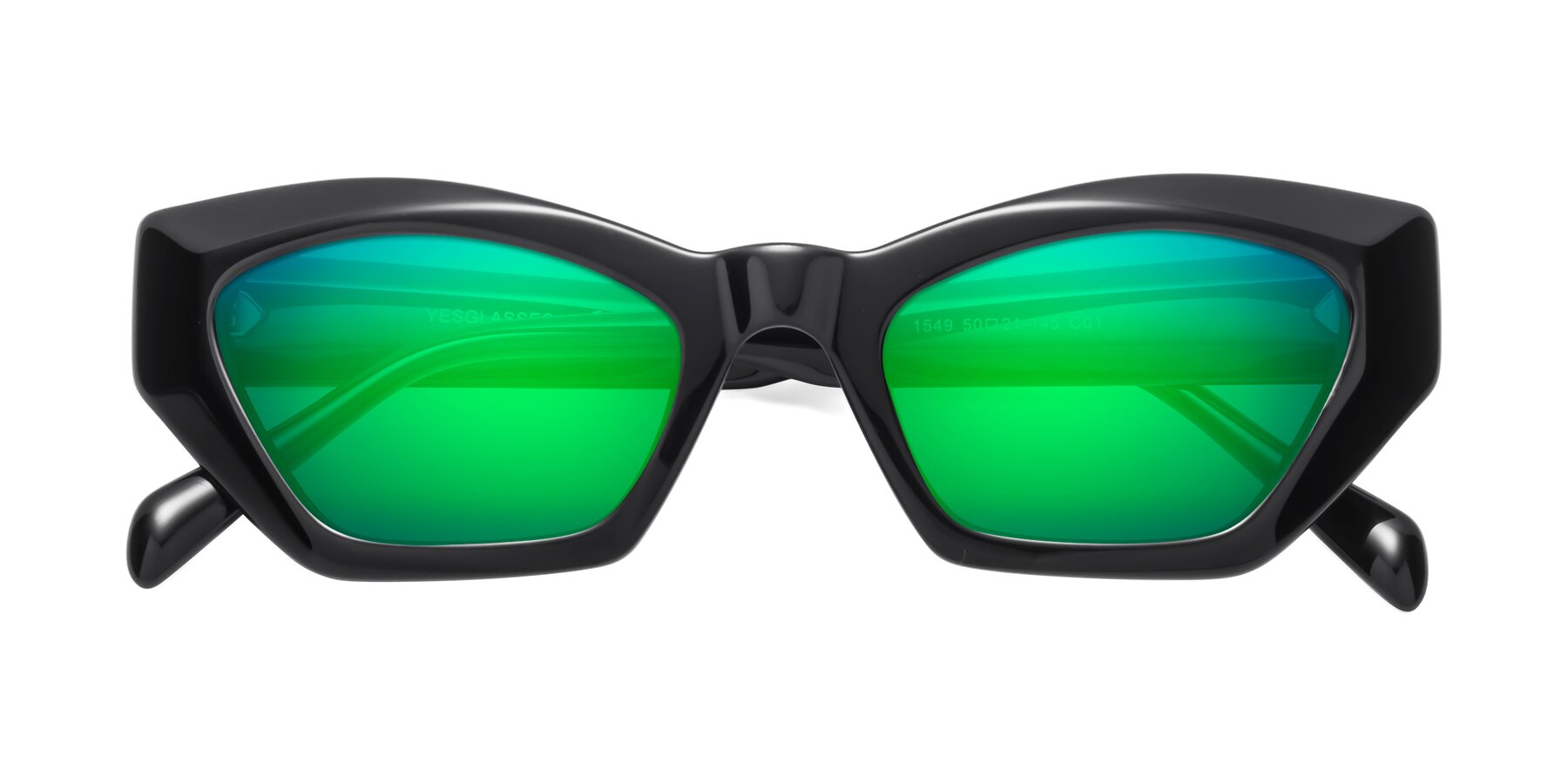 Folded Front of 1549 in Black with Green Mirrored Lenses