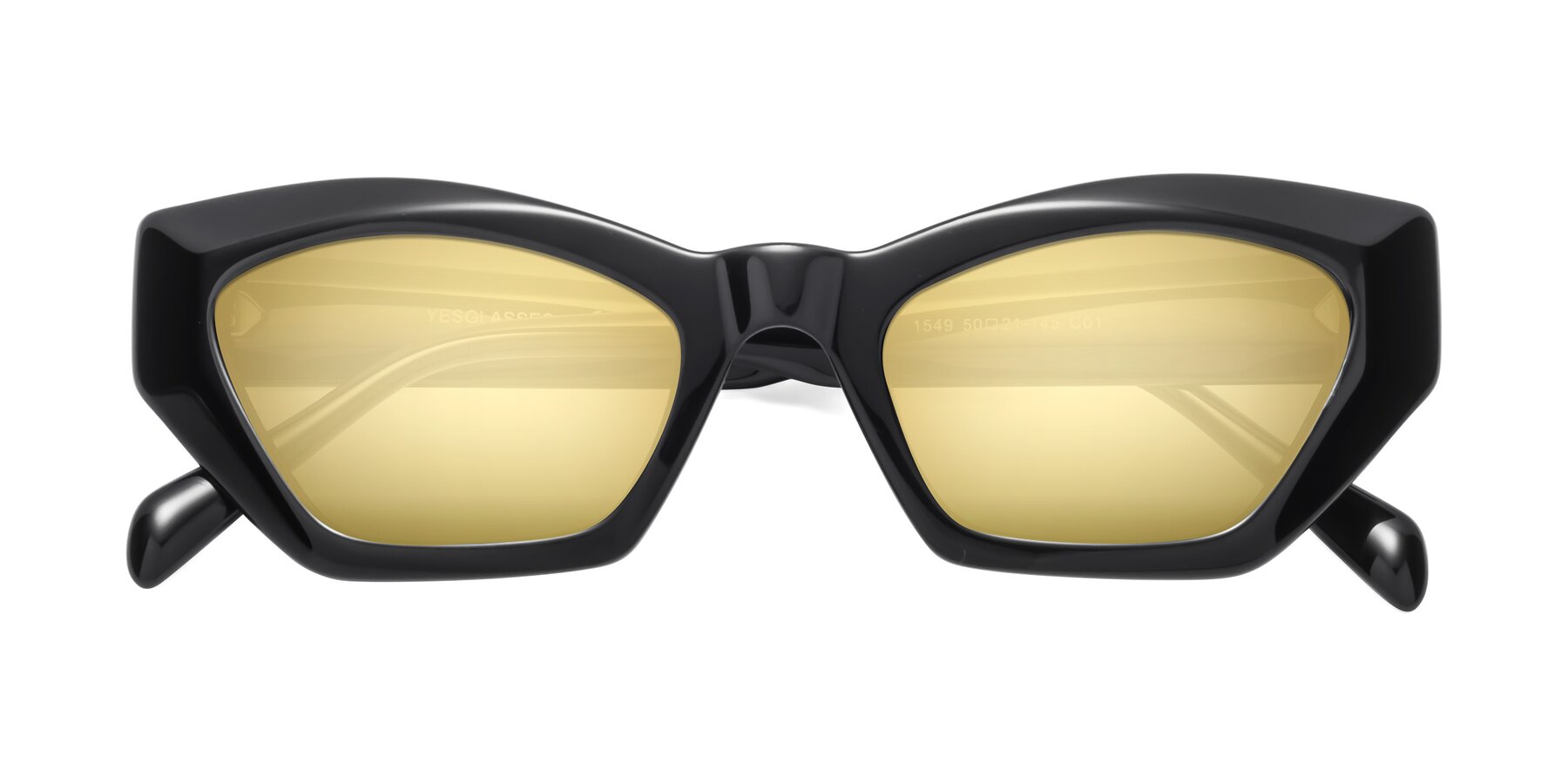 Folded Front of 1549 in Black with Gold Mirrored Lenses