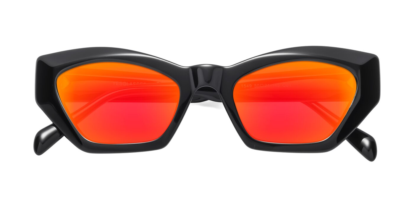 1549 - Black Flash Mirrored Sunglasses