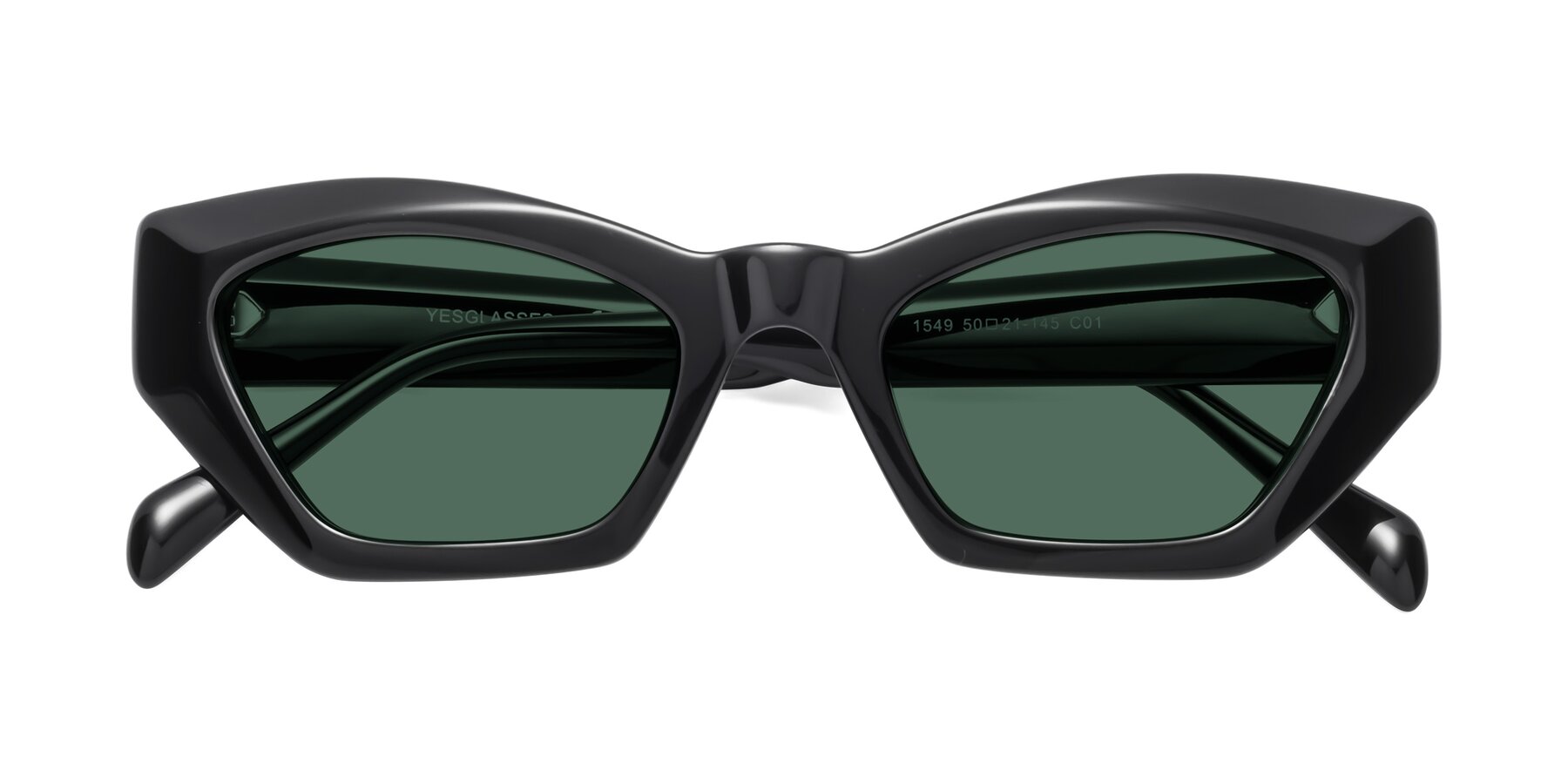 Folded Front of 1549 in Black with Green Polarized Lenses