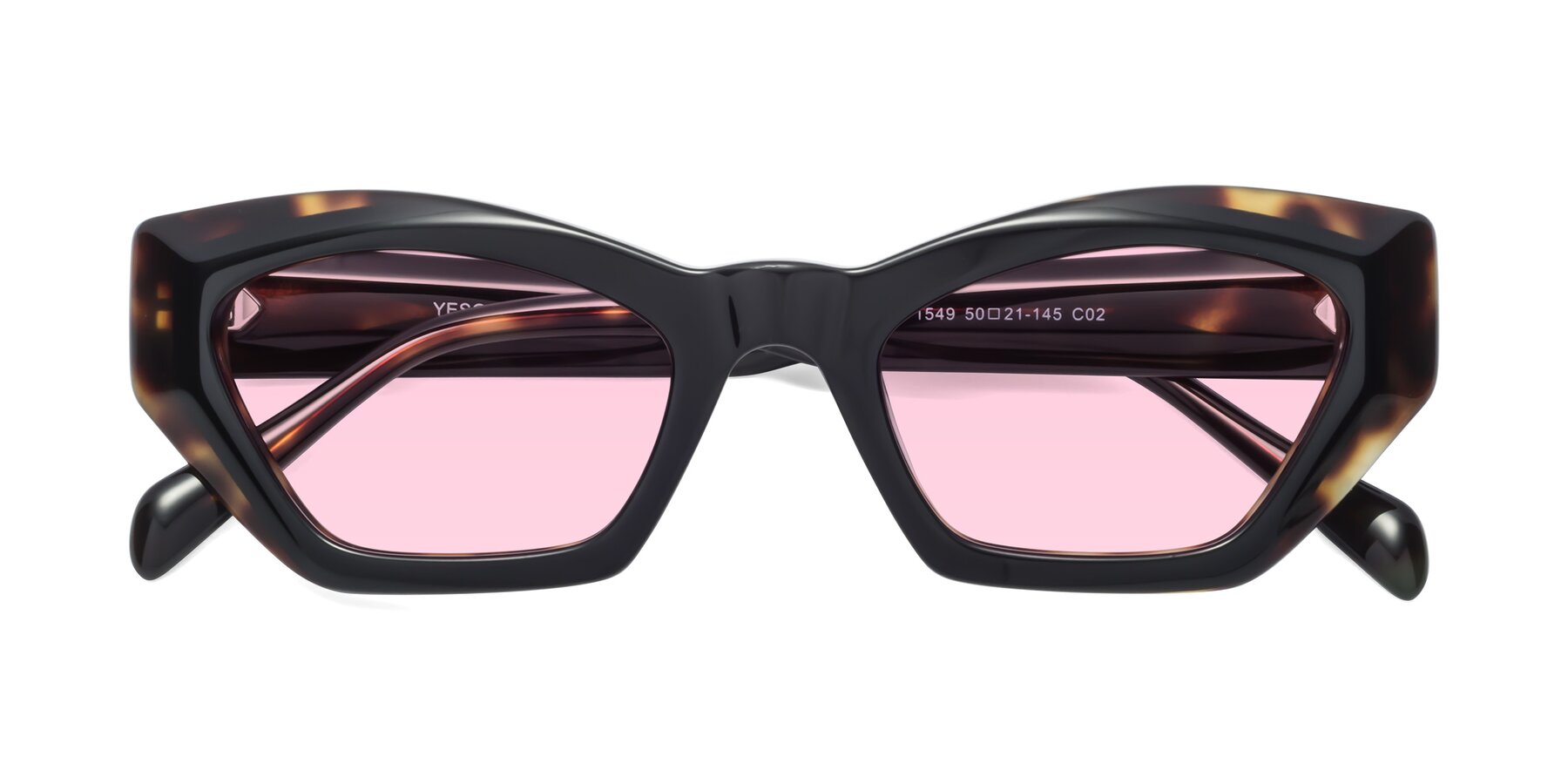 Folded Front of 1549 in Tortoise with Light Pink Tinted Lenses