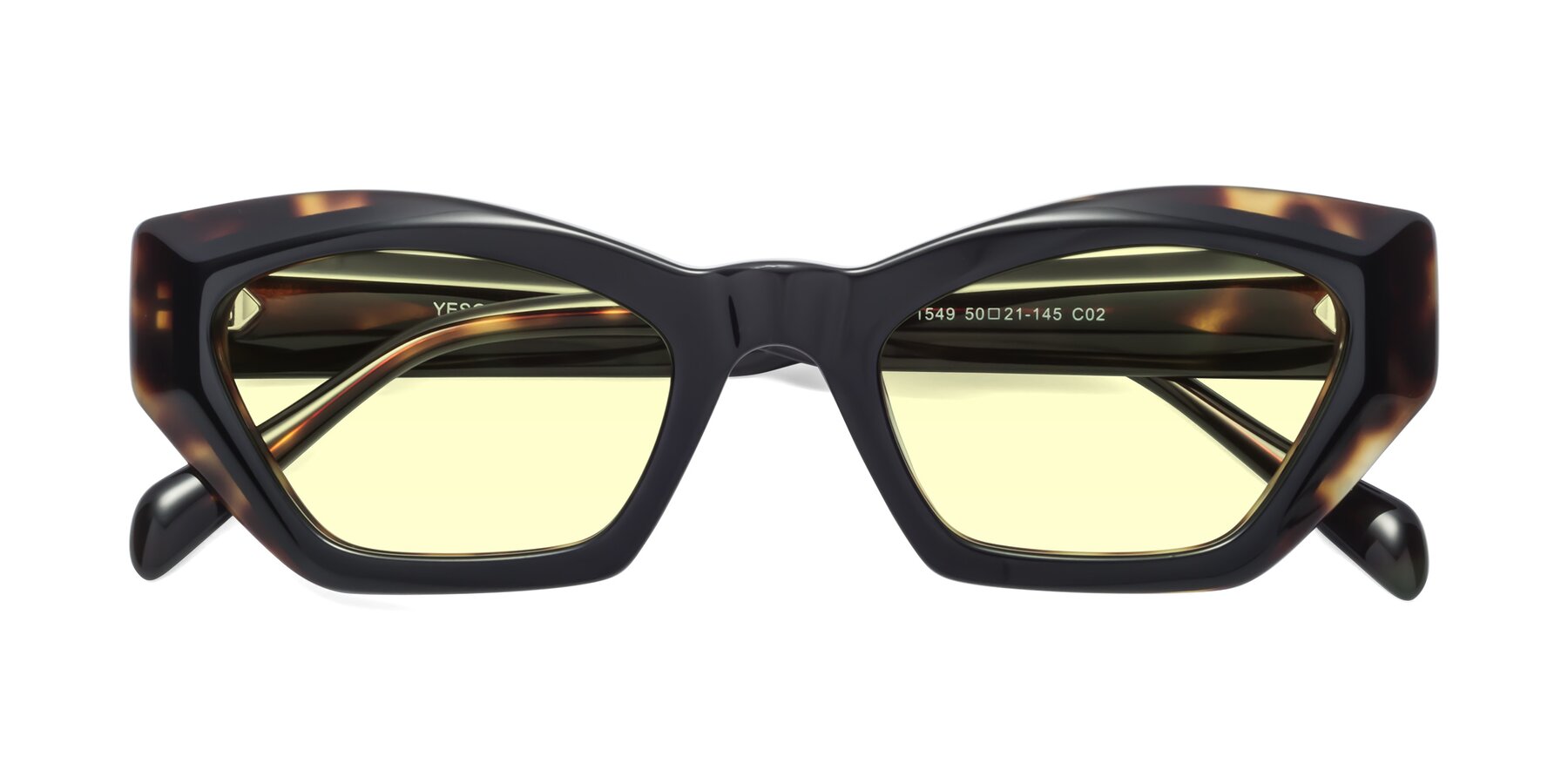 Folded Front of 1549 in Tortoise with Light Yellow Tinted Lenses