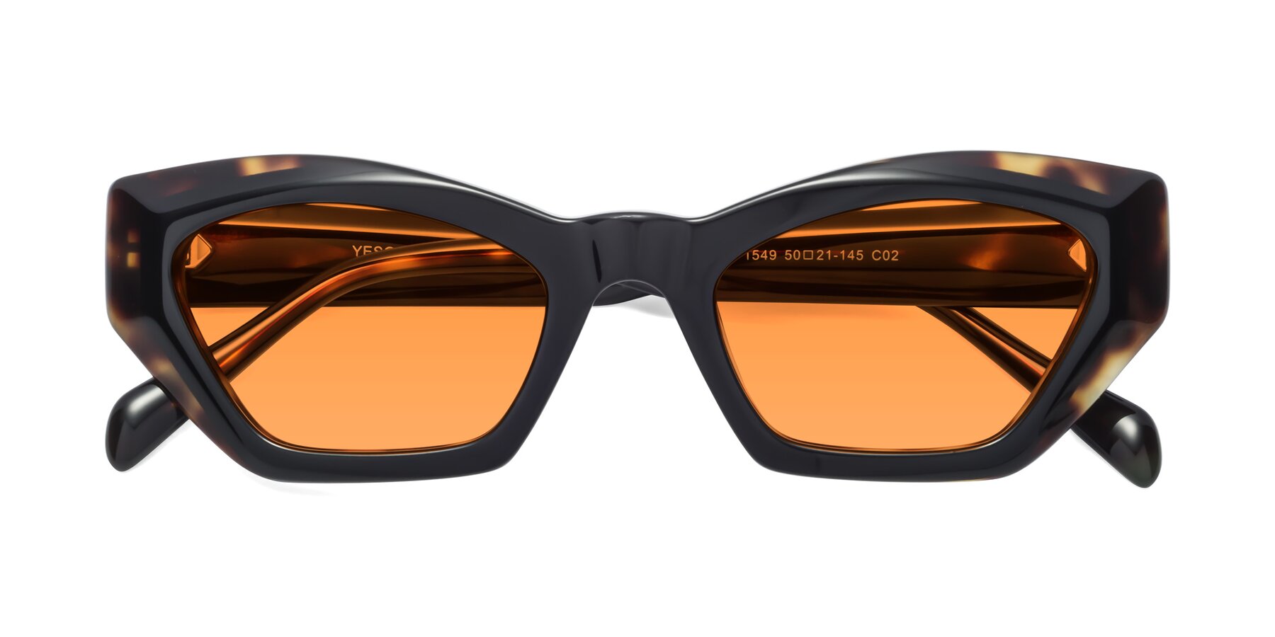 Folded Front of 1549 in Tortoise with Orange Tinted Lenses
