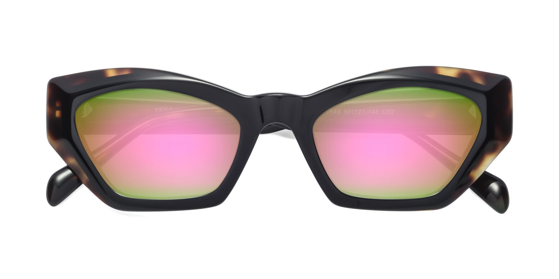 Folded Front of 1549 in Tortoise with Pink Mirrored Lenses
