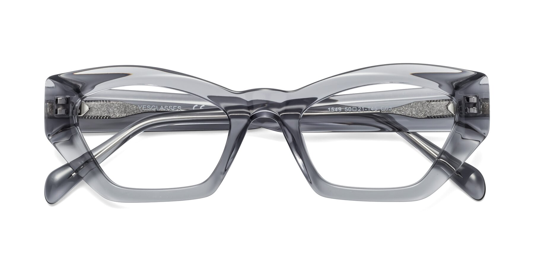 Folded Front of 1549 in Gray with Clear Eyeglass Lenses