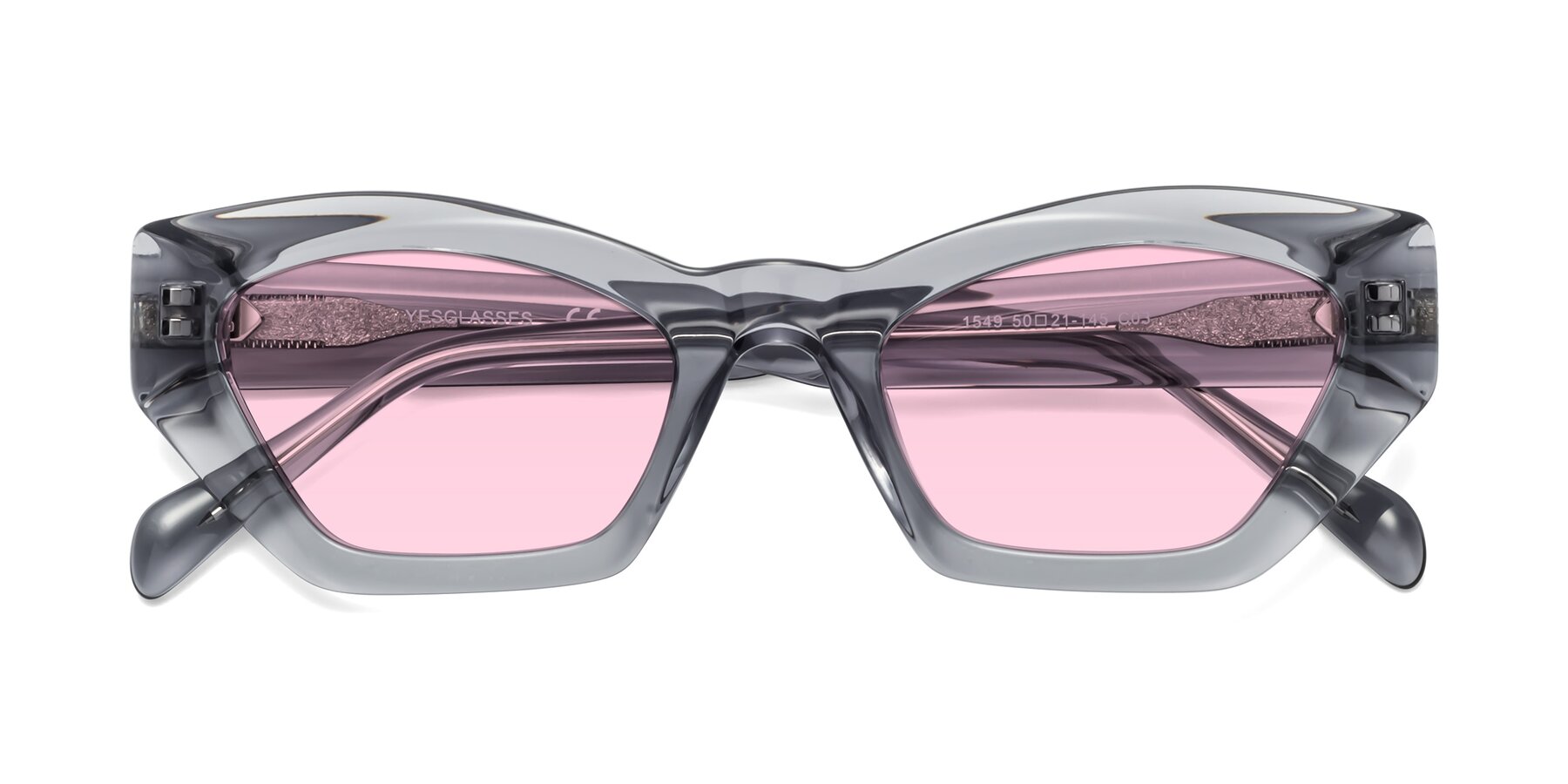 Folded Front of 1549 in Gray with Light Pink Tinted Lenses