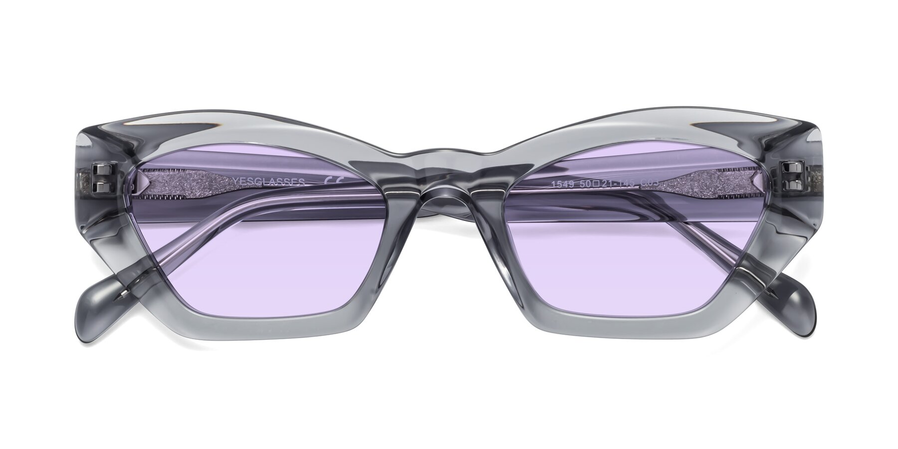Folded Front of 1549 in Gray with Light Purple Tinted Lenses