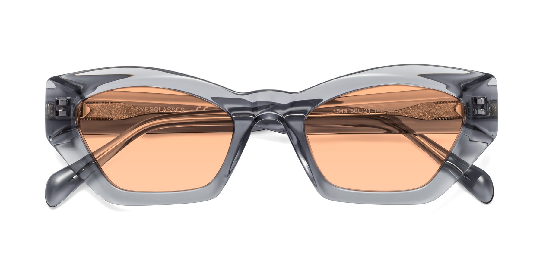 Folded Front of 1549 in Gray with Light Orange Tinted Lenses