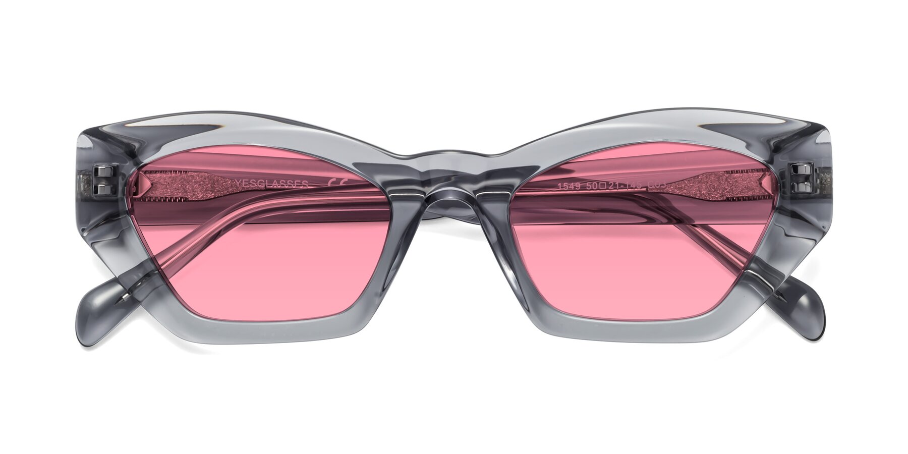 Folded Front of 1549 in Gray with Pink Tinted Lenses