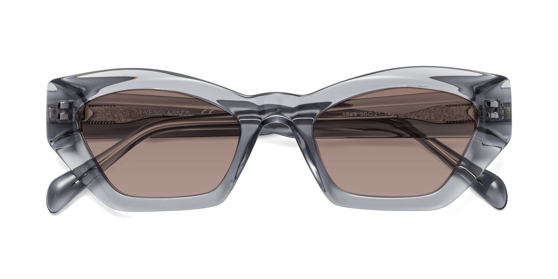 Folded Front of 1549 in Gray with Medium Brown Tinted Lenses
