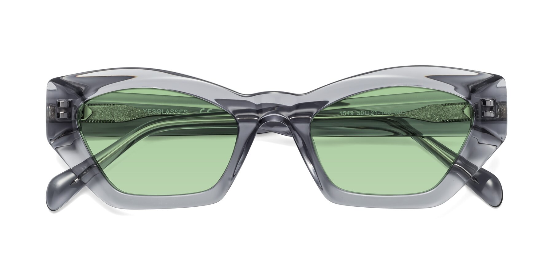 Folded Front of 1549 in Gray with Medium Green Tinted Lenses