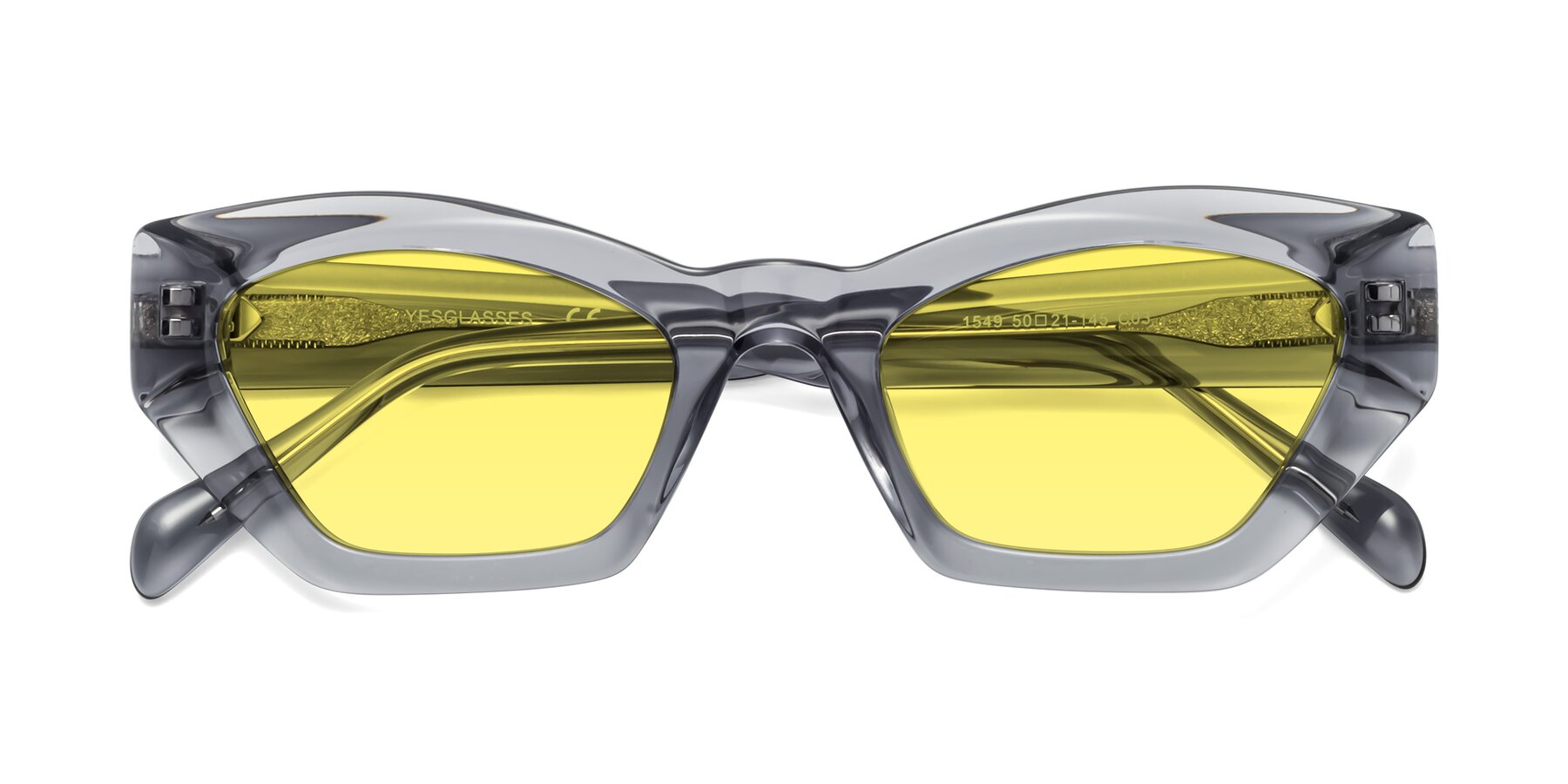 Folded Front of 1549 in Gray with Medium Yellow Tinted Lenses