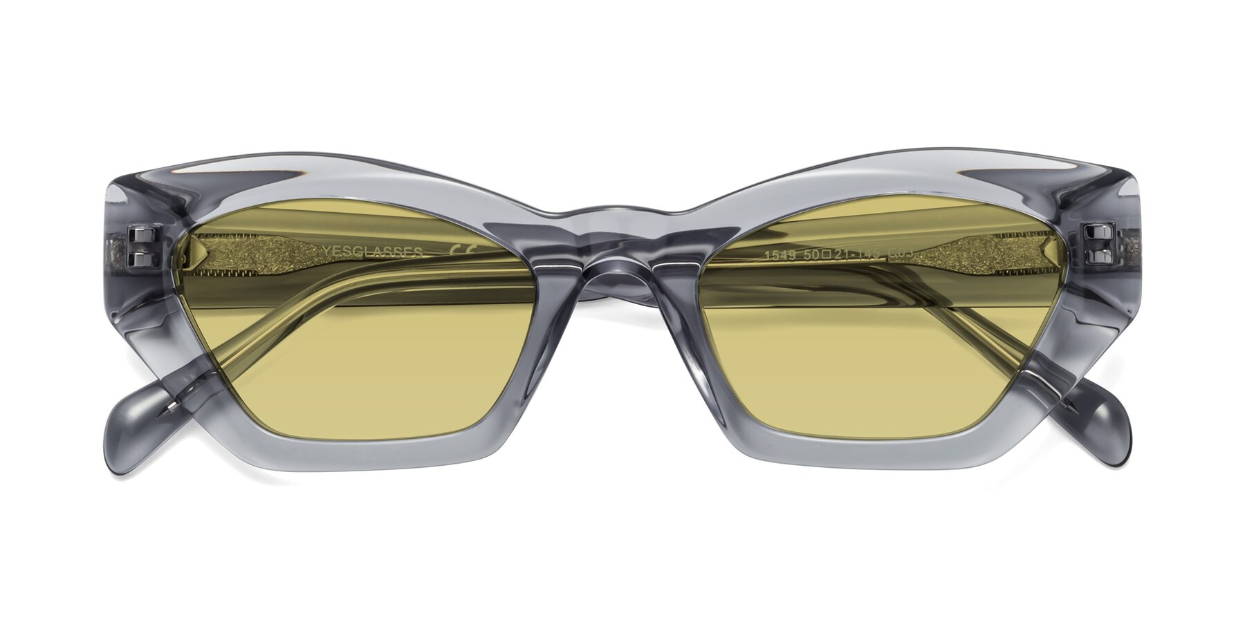 Folded Front of 1549 in Gray with Medium Champagne Tinted Lenses