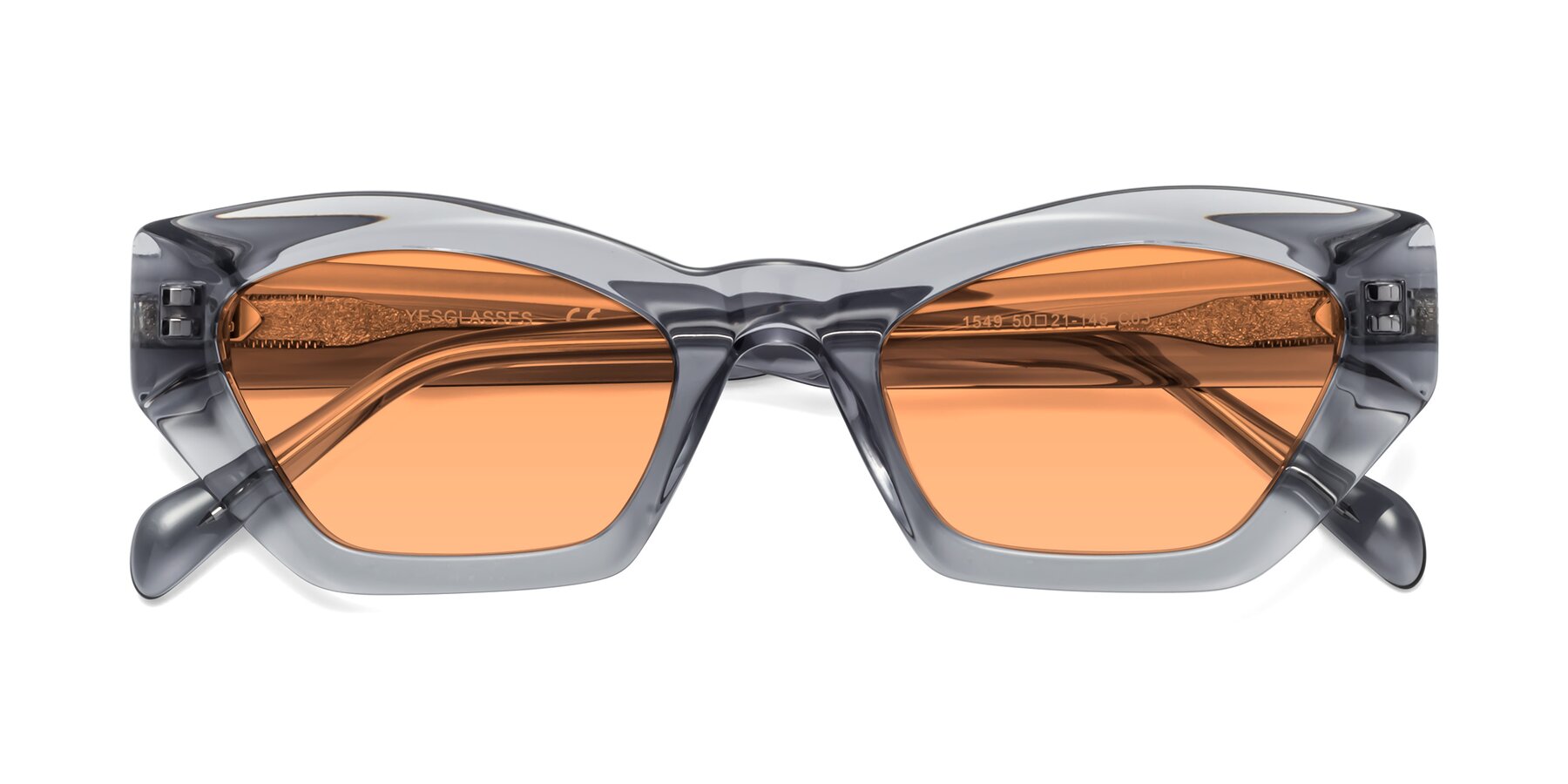 Folded Front of 1549 in Gray with Medium Orange Tinted Lenses