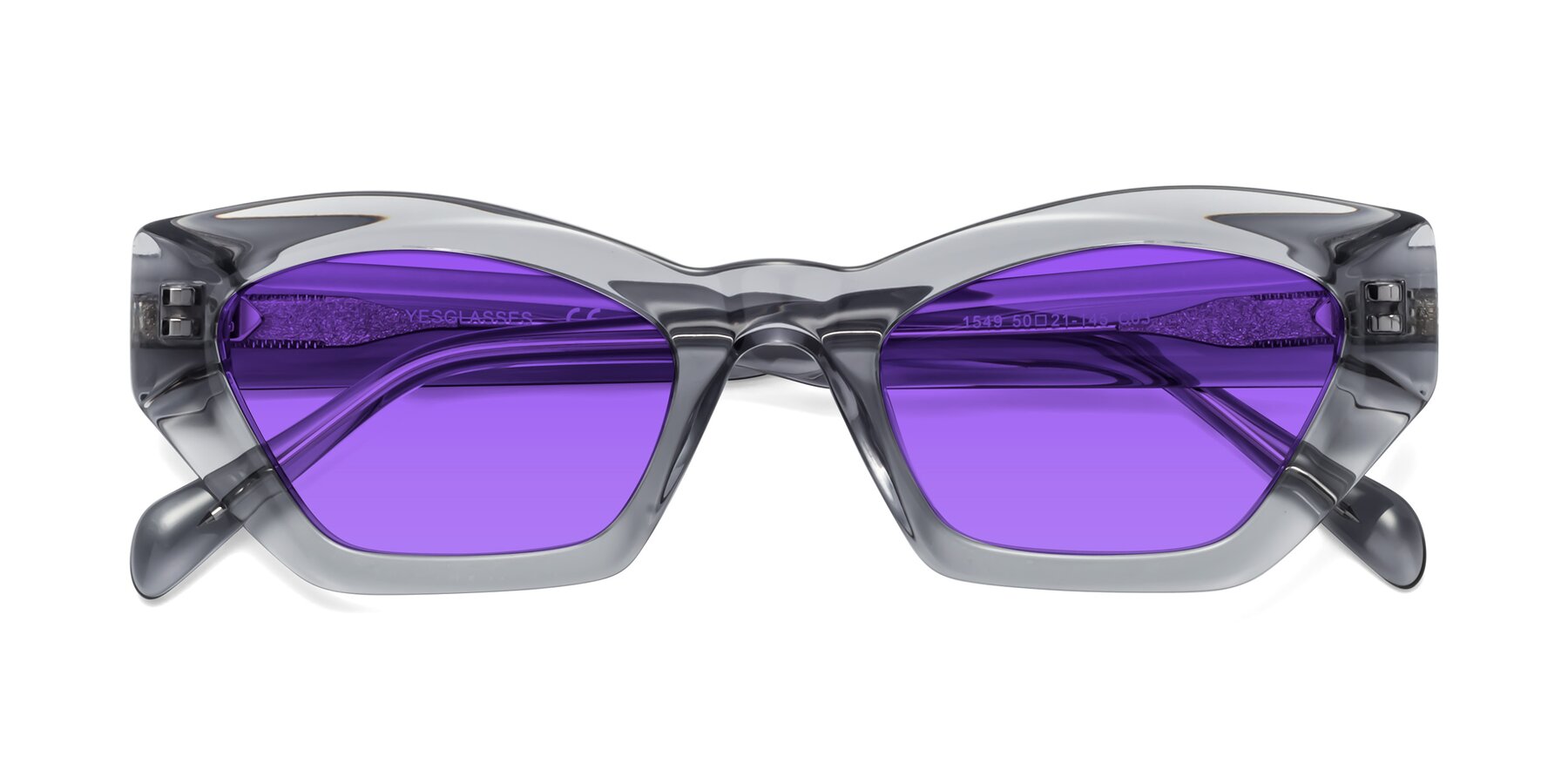 Folded Front of 1549 in Gray with Purple Tinted Lenses