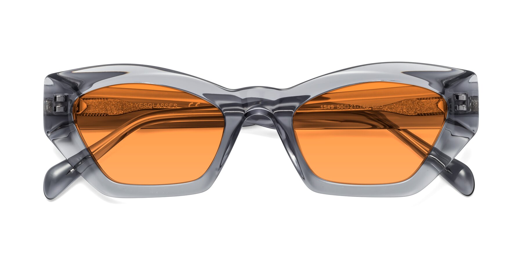 Folded Front of 1549 in Gray with Orange Tinted Lenses