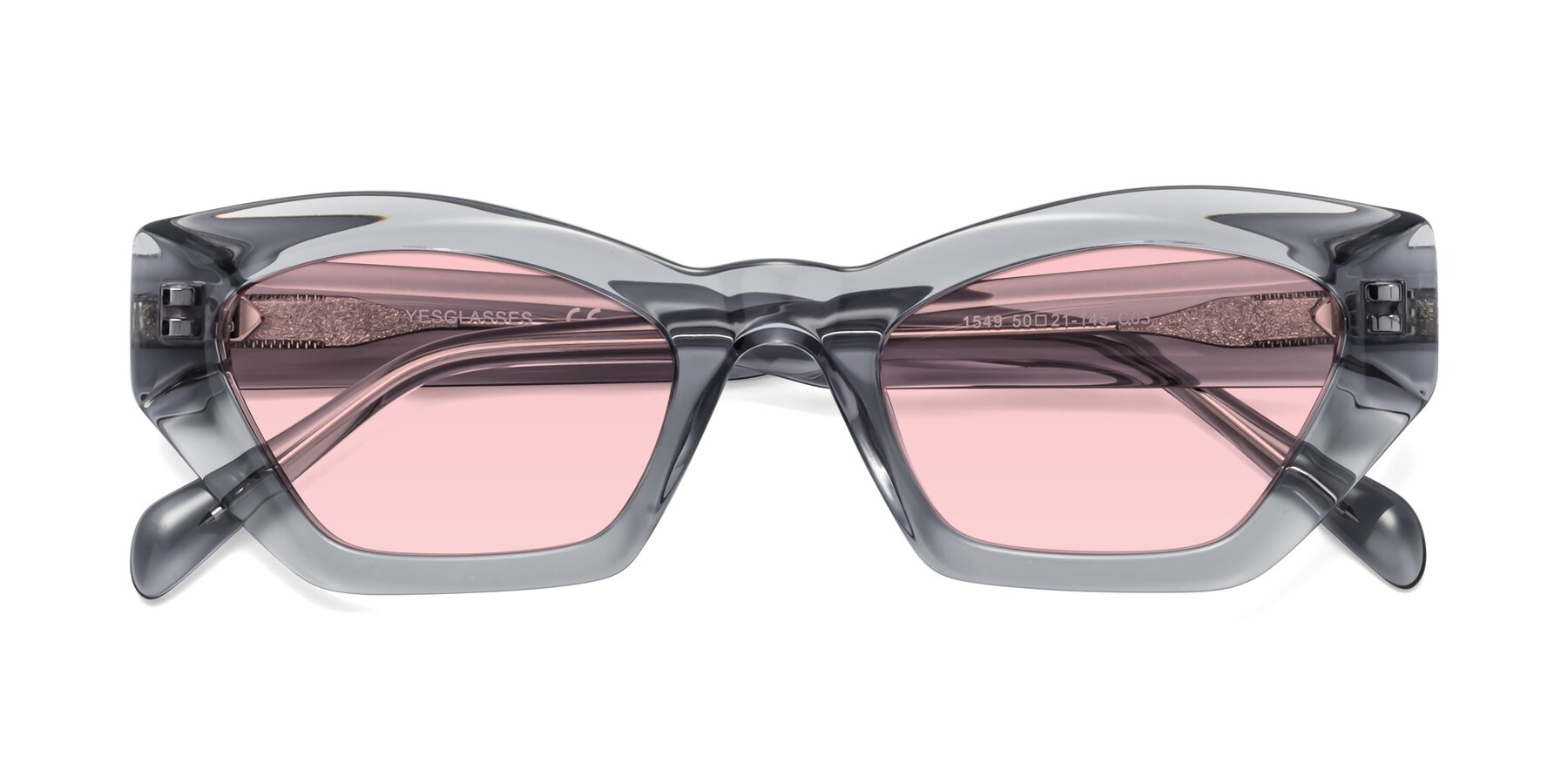 Folded Front of 1549 in Gray with Light Garnet Tinted Lenses