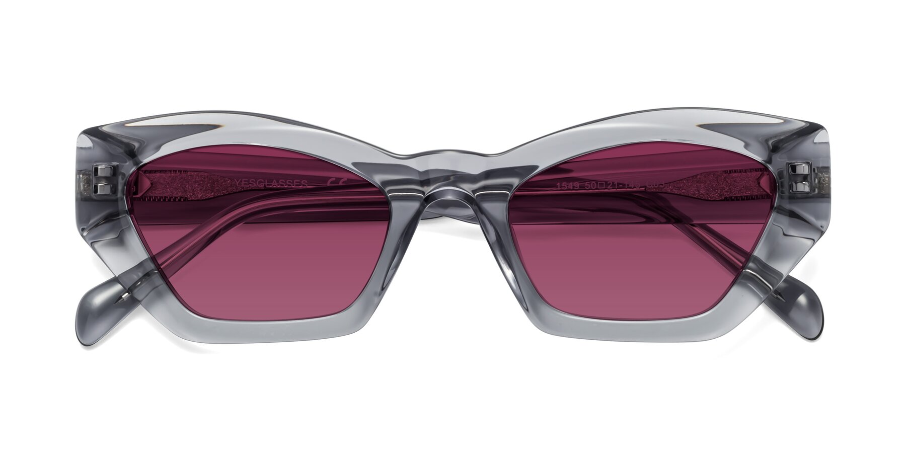 Folded Front of 1549 in Gray with Wine Tinted Lenses