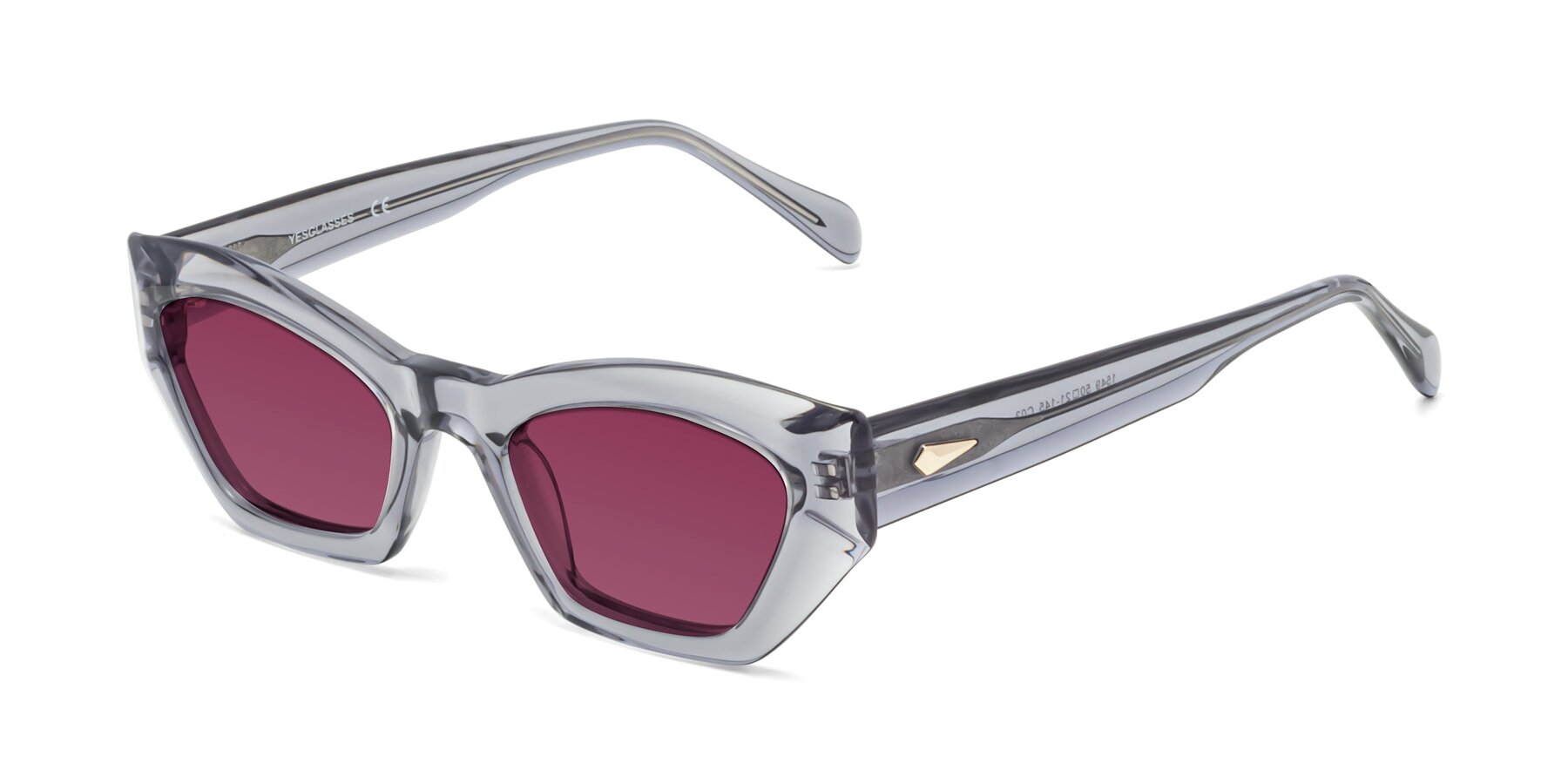 Angle of 1549 in Gray with Wine Tinted Lenses