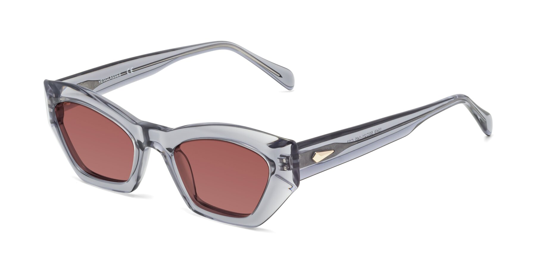 Angle of 1549 in Gray with Garnet Tinted Lenses