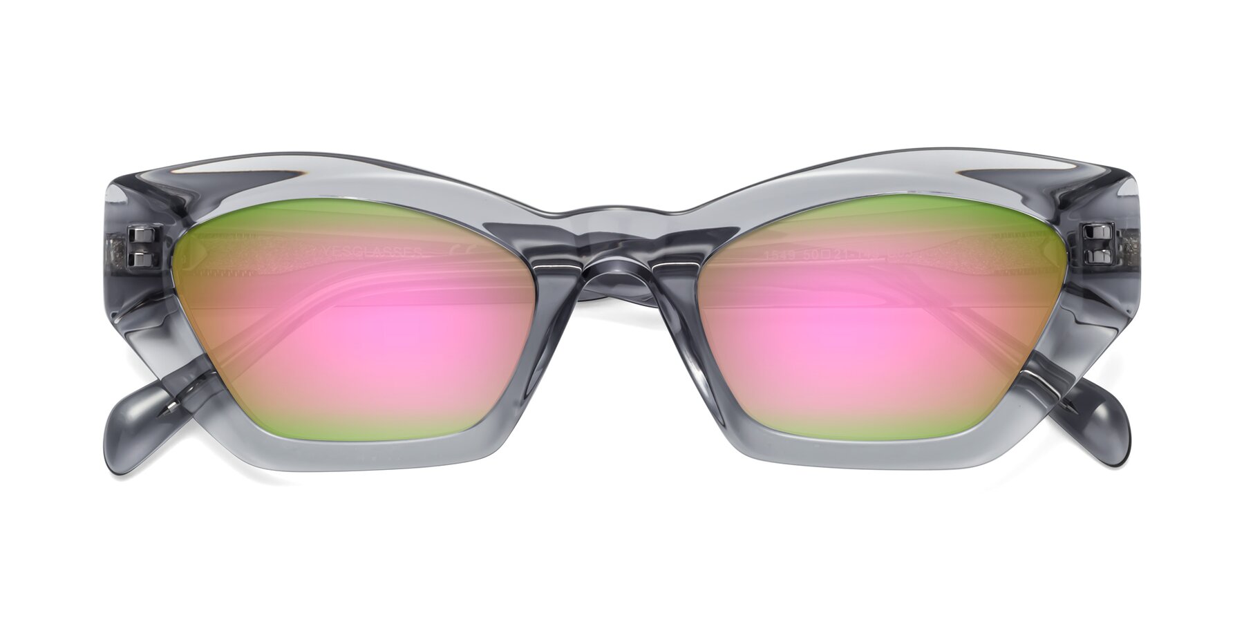 Folded Front of 1549 in Gray with Pink Mirrored Lenses