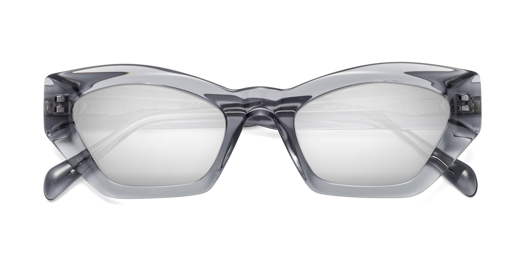 Folded Front of 1549 in Gray with Silver Mirrored Lenses