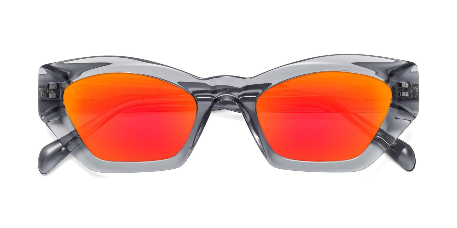 Folded Front of 1549 in Gray with Red Gold Mirrored Lenses