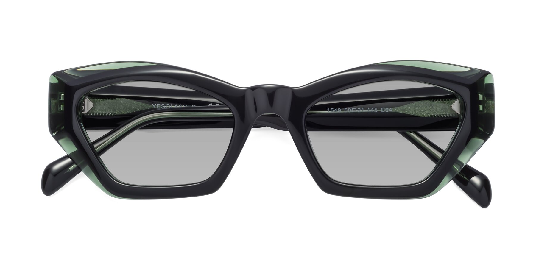 Folded Front of 1549 in Emerald with Light Gray Tinted Lenses