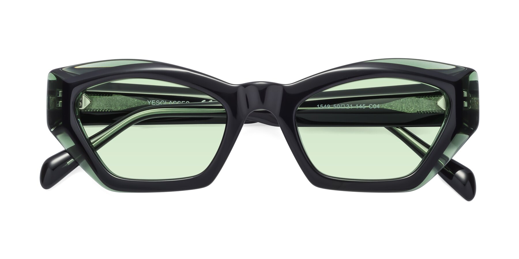 Folded Front of 1549 in Emerald with Light Green Tinted Lenses