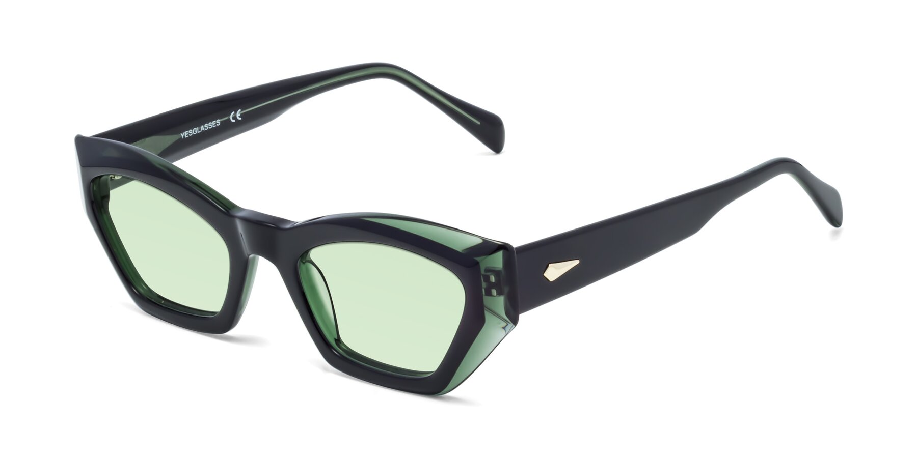 Angle of 1549 in Emerald with Light Green Tinted Lenses