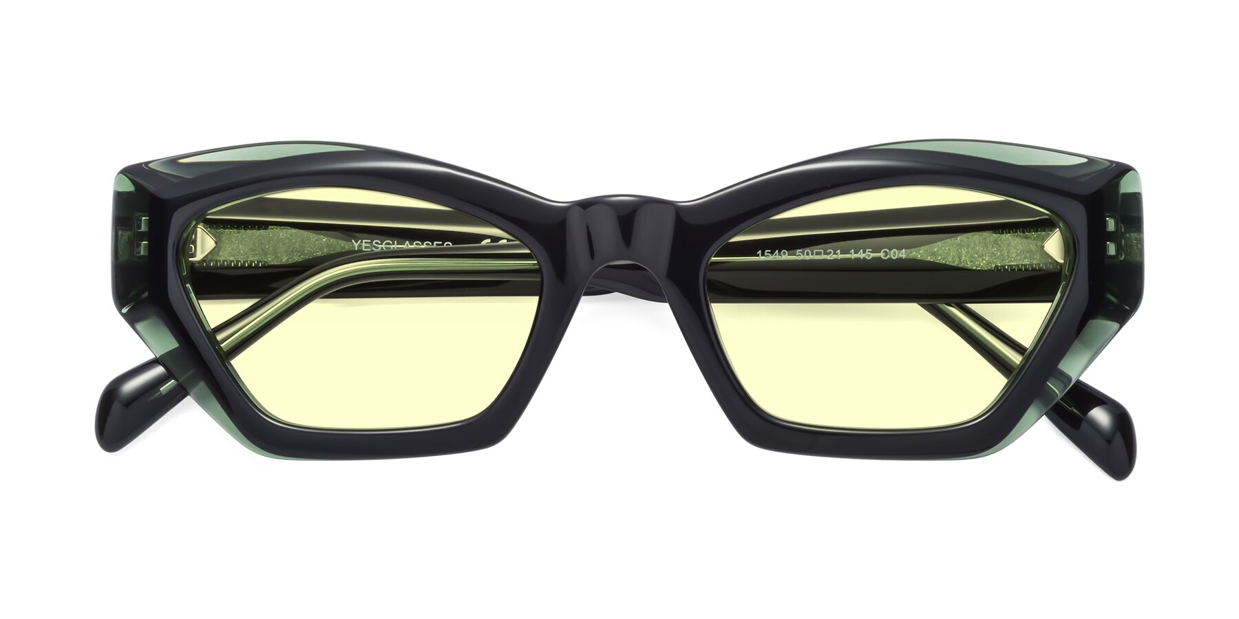 Folded Front of 1549 in Emerald with Light Yellow Tinted Lenses