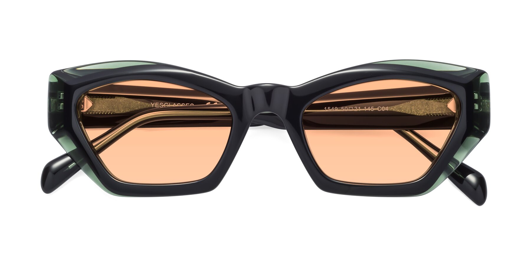 Folded Front of 1549 in Emerald with Light Orange Tinted Lenses