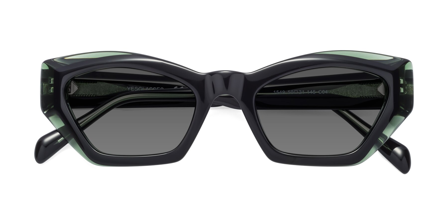 Folded Front of 1549 in Emerald with Medium Gray Tinted Lenses