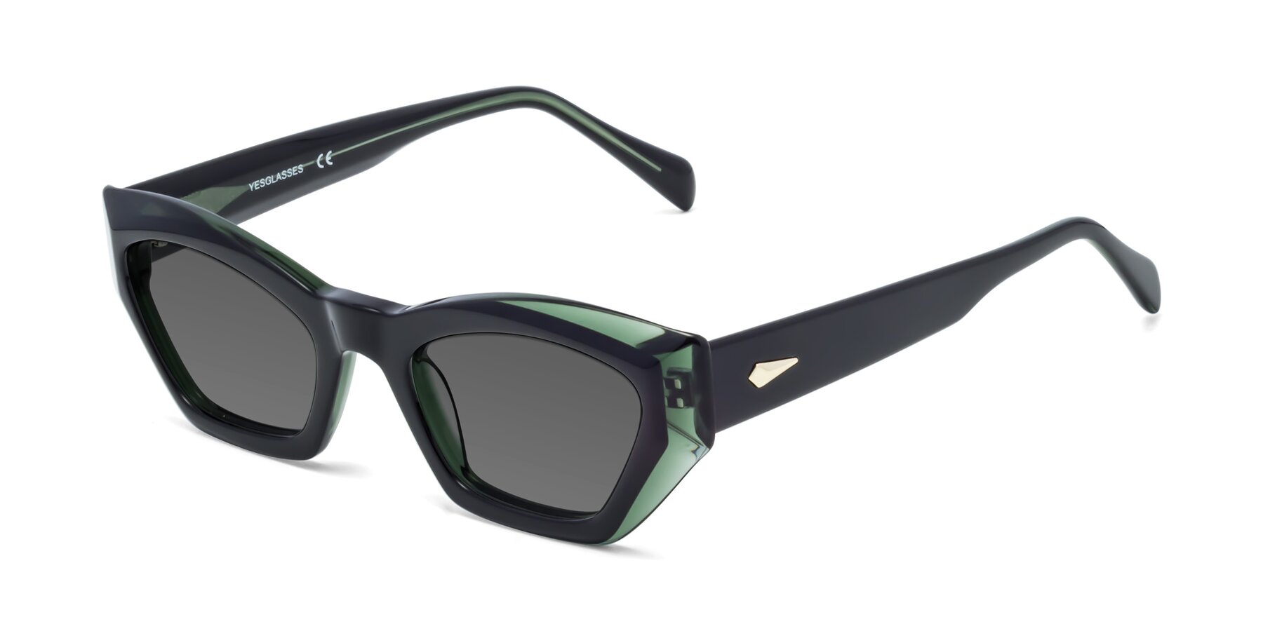 Angle of 1549 in Emerald with Medium Gray Tinted Lenses