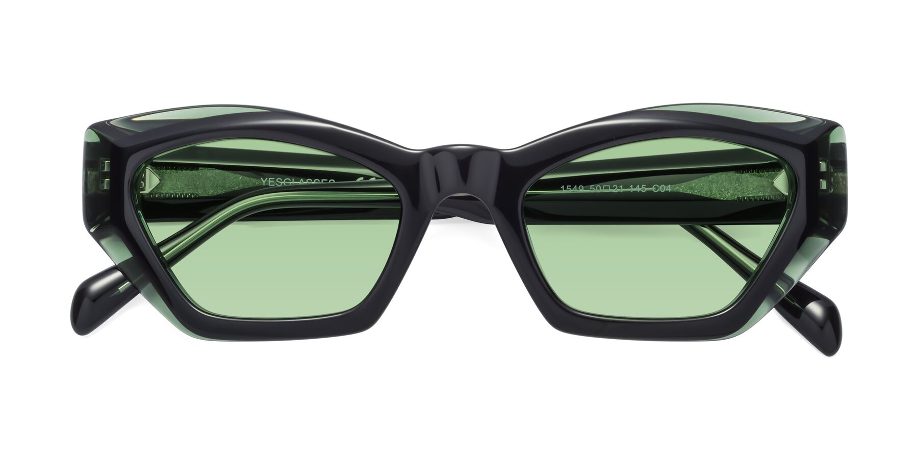 Folded Front of 1549 in Emerald with Medium Green Tinted Lenses